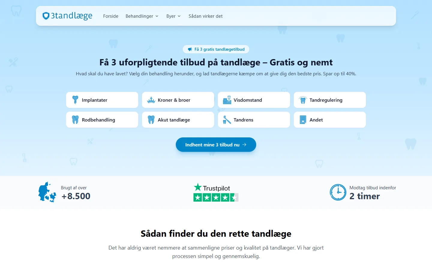 Forsiden af 3tandlaege.dk