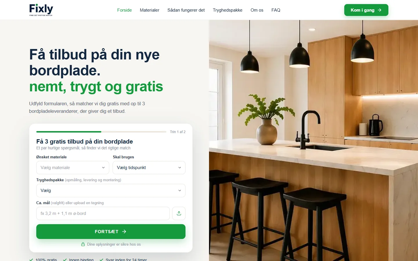 Forsiden af fixly.dk