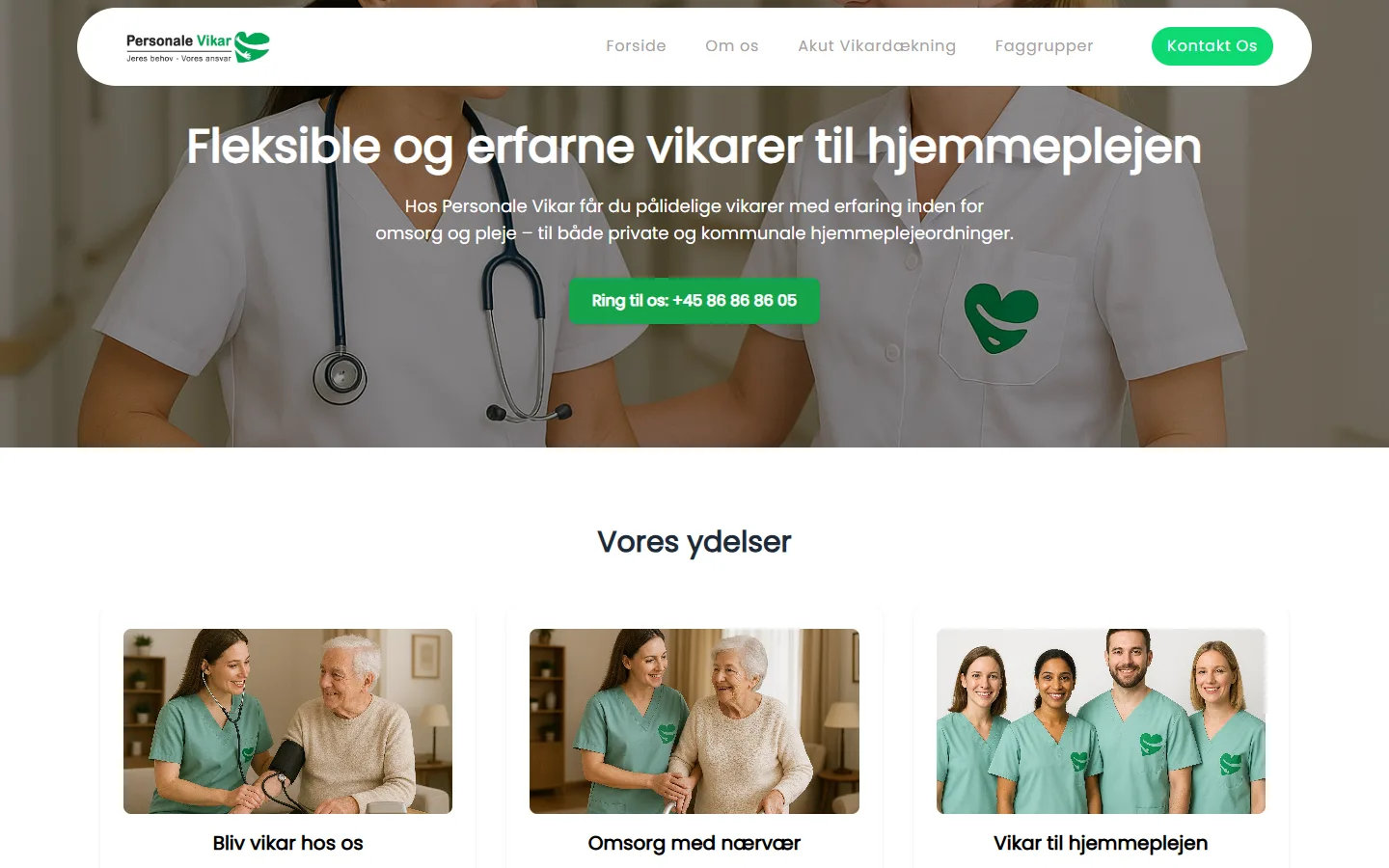 Forsiden af personale-vikar.dk